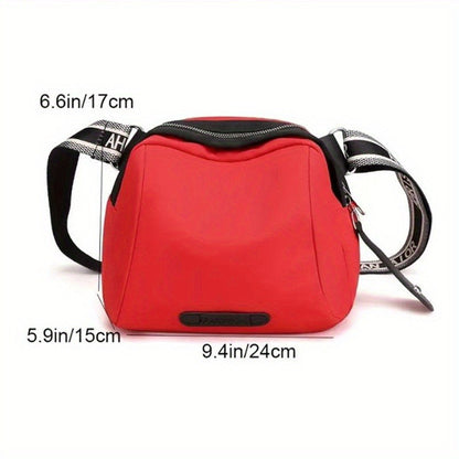 realaiot Letter Detail Crossbody Bag, Fashion Nylon Purse, Casual Shoulder Bag With Zipper Pocket