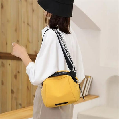 realaiot Letter Detail Crossbody Bag, Fashion Nylon Purse, Casual Shoulder Bag With Zipper Pocket