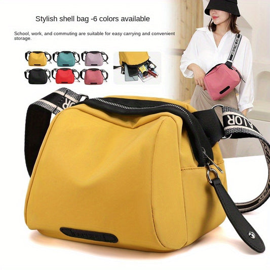 realaiot Letter Detail Crossbody Bag, Fashion Nylon Purse, Casual Shoulder Bag With Zipper Pocket