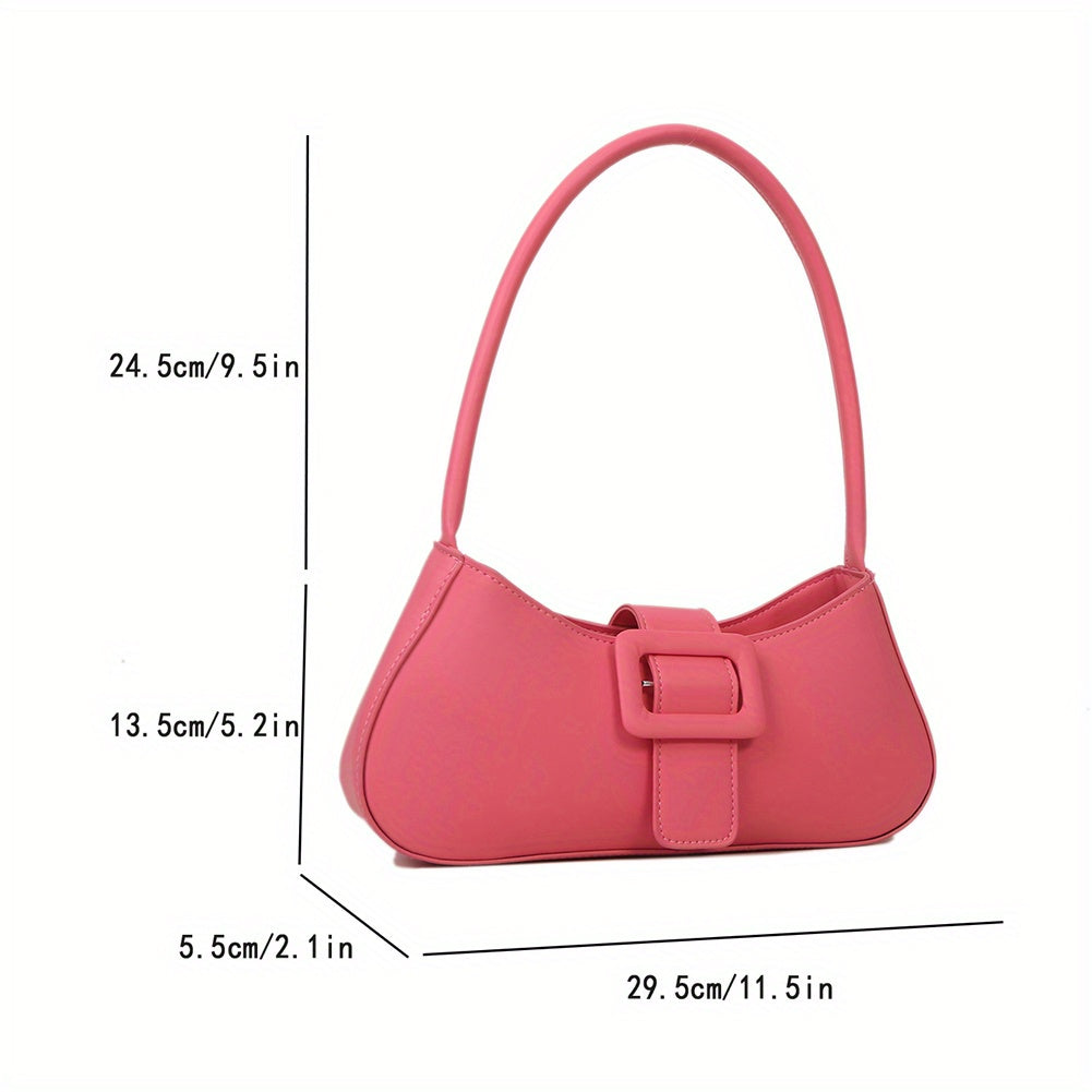 realaiot  Fashion Solid Color Shoulder Bag, Trendy Vegan Underarm Bag, Women's Y2K Handbag & Purse