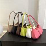 realaiot  Fashion Solid Color Shoulder Bag, Trendy Vegan Underarm Bag, Women's Y2K Handbag & Purse