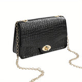 realaiot Mini Fashion Crossbody Bag, Crocodile Pattern Shoulder Bag, Women's Casual Handbag & Purse