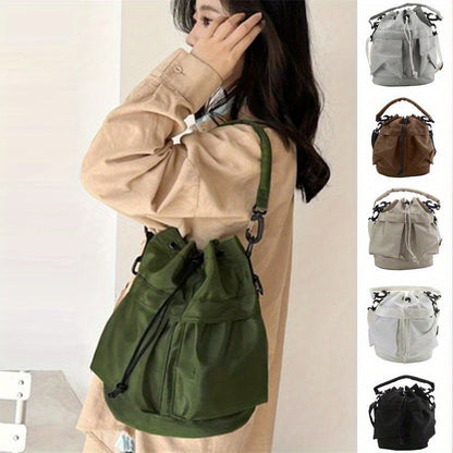 Fashionable Minimalist Bucket Shoulder Bag, All-Match Versatile Solid Color Handbag & Underarm Bag