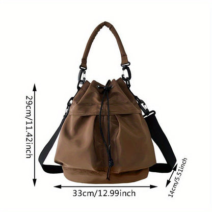 Fashionable Minimalist Bucket Shoulder Bag, All-Match Versatile Solid Color Handbag & Underarm Bag