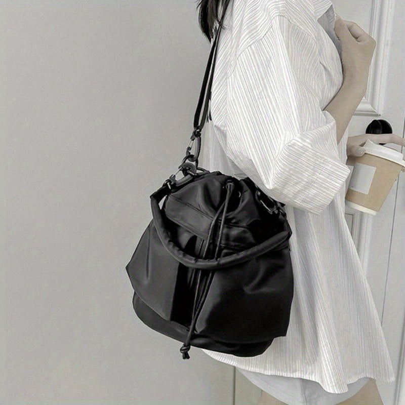 Fashionable Minimalist Bucket Shoulder Bag, All-Match Versatile Solid Color Handbag & Underarm Bag