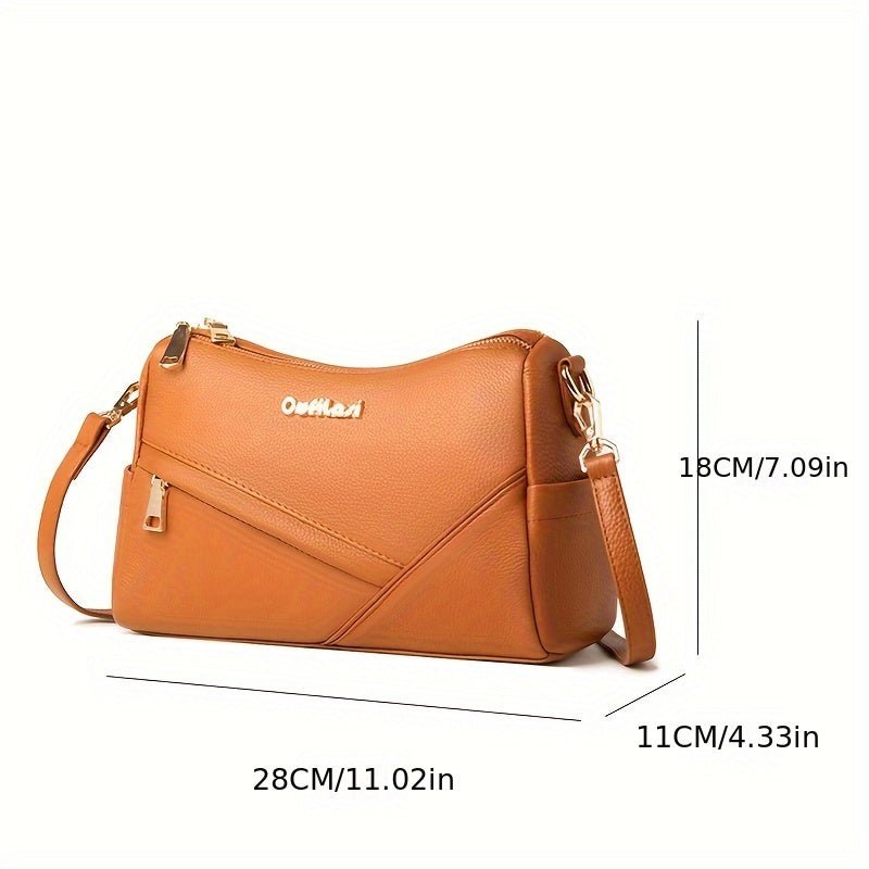 Fashion Vegan Crossbody Bag, Genuine Leather Shoulder Bag, Women's Casual Handbag & Shoulder Bag