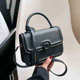 realaiot  Trendy Solid Color Crossbody Bag, All-Match Handbag, Small Flap Crossbody Square Bag