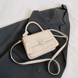 realaiot  Trendy Solid Color Crossbody Bag, All-Match Handbag, Small Flap Crossbody Square Bag