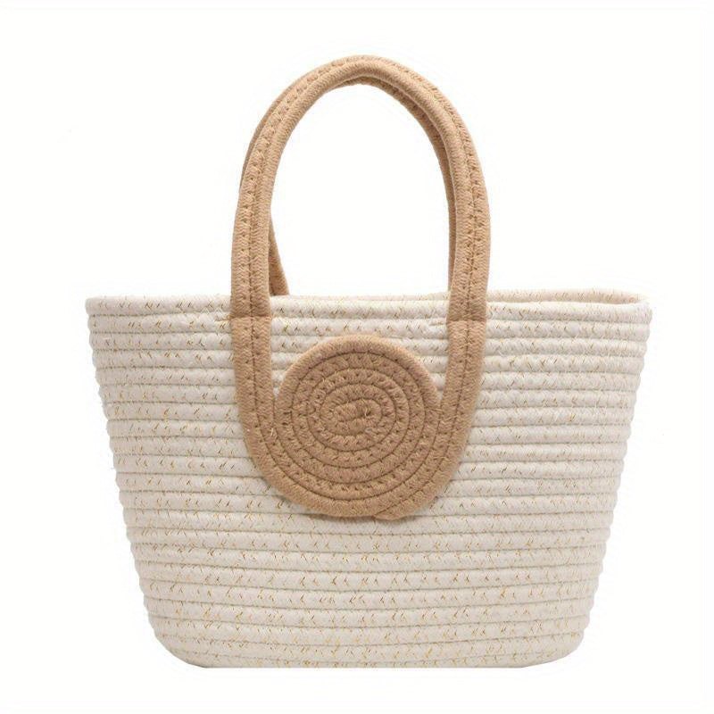 realaiotThread Woven Handbag For Women, Boho Style Vacation Beach Bag, Fashion Tote Bag For Travel, Picnic, Shopping