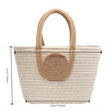 realaiotThread Woven Handbag For Women, Boho Style Vacation Beach Bag, Fashion Tote Bag For Travel, Picnic, Shopping
