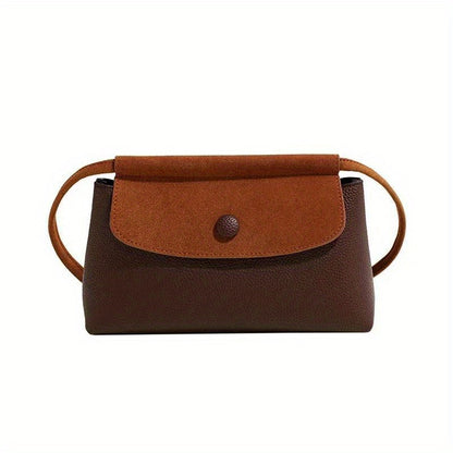 Retro Crossbody Bag For Women, Small Color Contrast Flap Purse, Fashion Shoulder Bag Handbag