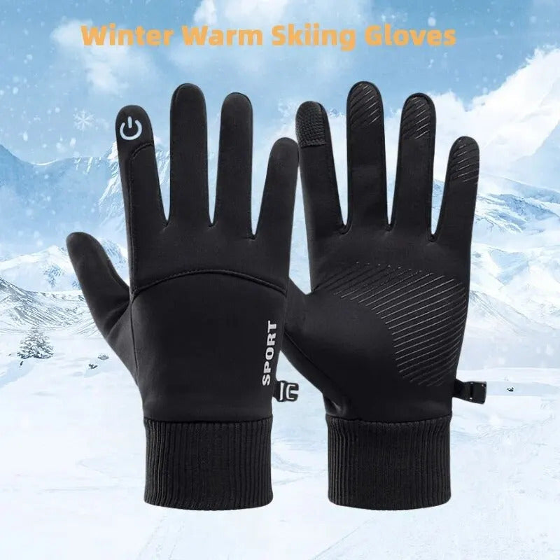 Thermal Ski Gloves - Waterproof, Touchscreen Compatible, Fleece Lined, Warm, and Breathable with Buckle Closure, Hand Washable, and Durable Polyester Woven Fabric for Outdoor Sports and Winter Activities