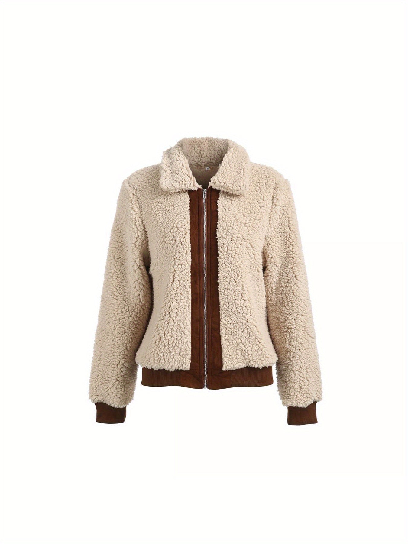 Womens Fleece Jackets Solid Zip Up Sherpa Shacket Short Coats Long Sleeve Fuzzy Patchwork Jacket Fall Winter Outerwear