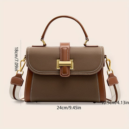 Fashion Vegan Crossbody Bag, Genuine Leather Shoulder Bag, Women's Casual Handbag & Purse