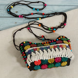 realaiot  Tribal Style Zipper Shoulder Bag, Woven Tassel Decor Shoulder Bag, Retro Crossbody Bag