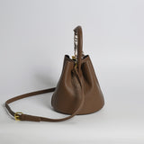 realaiot Litchi Embossed Top Handle Bucket Bag, Twilly Scarf Decor Crossbody Bag With Inner Pouch