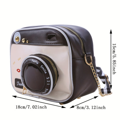 Retro Camera Design Square Bag, Unique Chain Crossbody Bag, Women's Creative Shoulder Bag