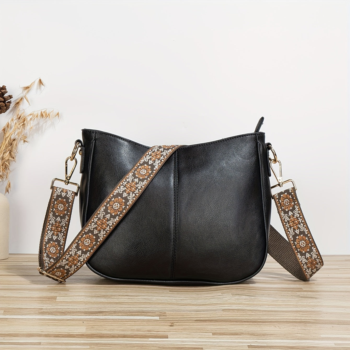 Vintage Vegan Crossbody Bag, Retro Ethnic Style Shoulder Bag, Women's Fashion Handbag & Purse