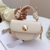 realaiot  Mini Fashion Crossbody Saddle Bag, Cute PU Shoulder Bag, Women's Trendy Handbag & Purse