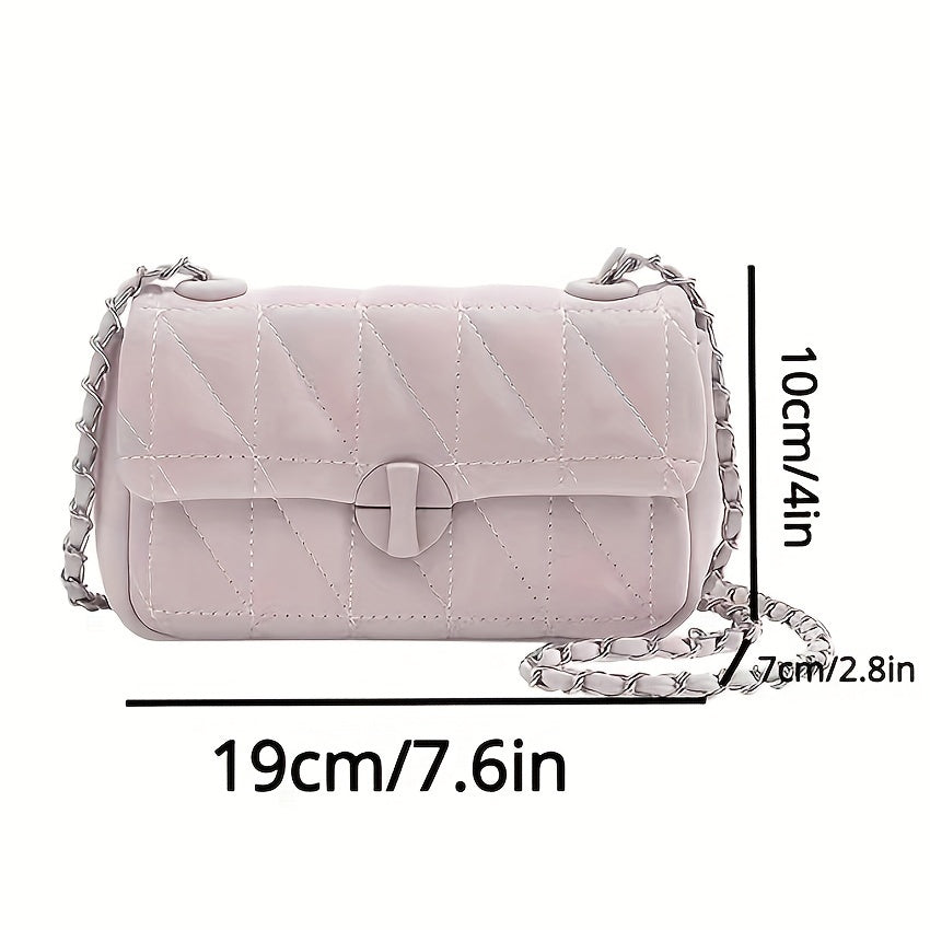 Luxury Chain Crossbody Bag, Stylish Argyle Quilted Square Purse, Women's Mini Shoulder Bag