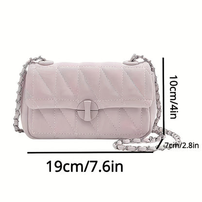 Luxury Chain Crossbody Bag, Stylish Argyle Quilted Square Purse, Women's Mini Shoulder Bag