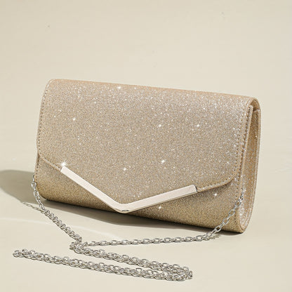 realaiot  Classic Glitter Square Bag, Classic Evening Bag For Party, Women's Trendy Chain Bag