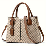 Flower Plaid Print Handbag, Fashion Top Handle Satchel Purse, Women's Classic Crossbody Bag