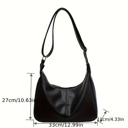 realaiot Trendy All-match Zipper Shoulder Bag, Simple Solid Color Crossbody Bag, Perfect Casual Underarm Bag For Commuting