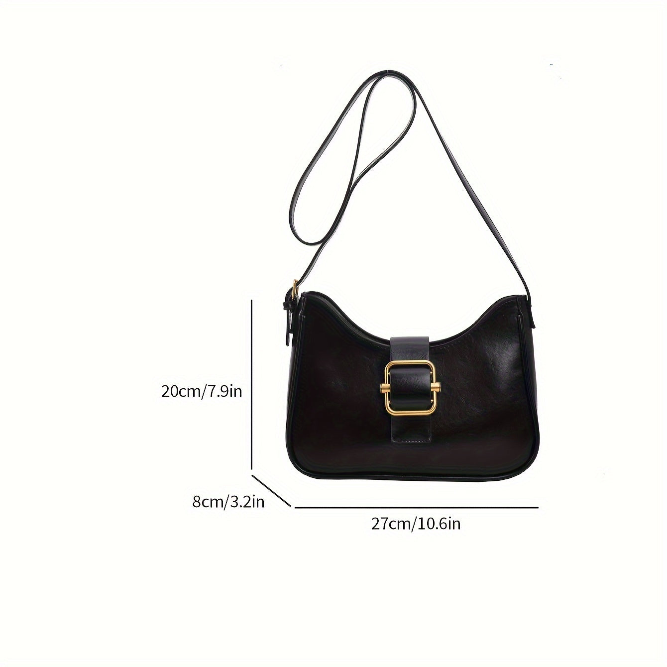 Minimalist Crossbody Bag, Trendy Buckle Decor Shoulder Bag, Women's Baguette Bag For Street Wear