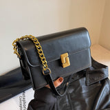 Minimalist Crossbody Bag For Women, Retro Solid Color Shoulder Bag, Fashion Chain Handbag & Purse