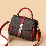 Turn Lock Square Handbag, Solid Color Crossbody Bag, Women's PU Leather Flap Purse