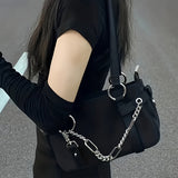 Y2K Punk Style Shoulder Bag, Trendy Motorcycle Underarm Bag, Trendy Handbag & Purse