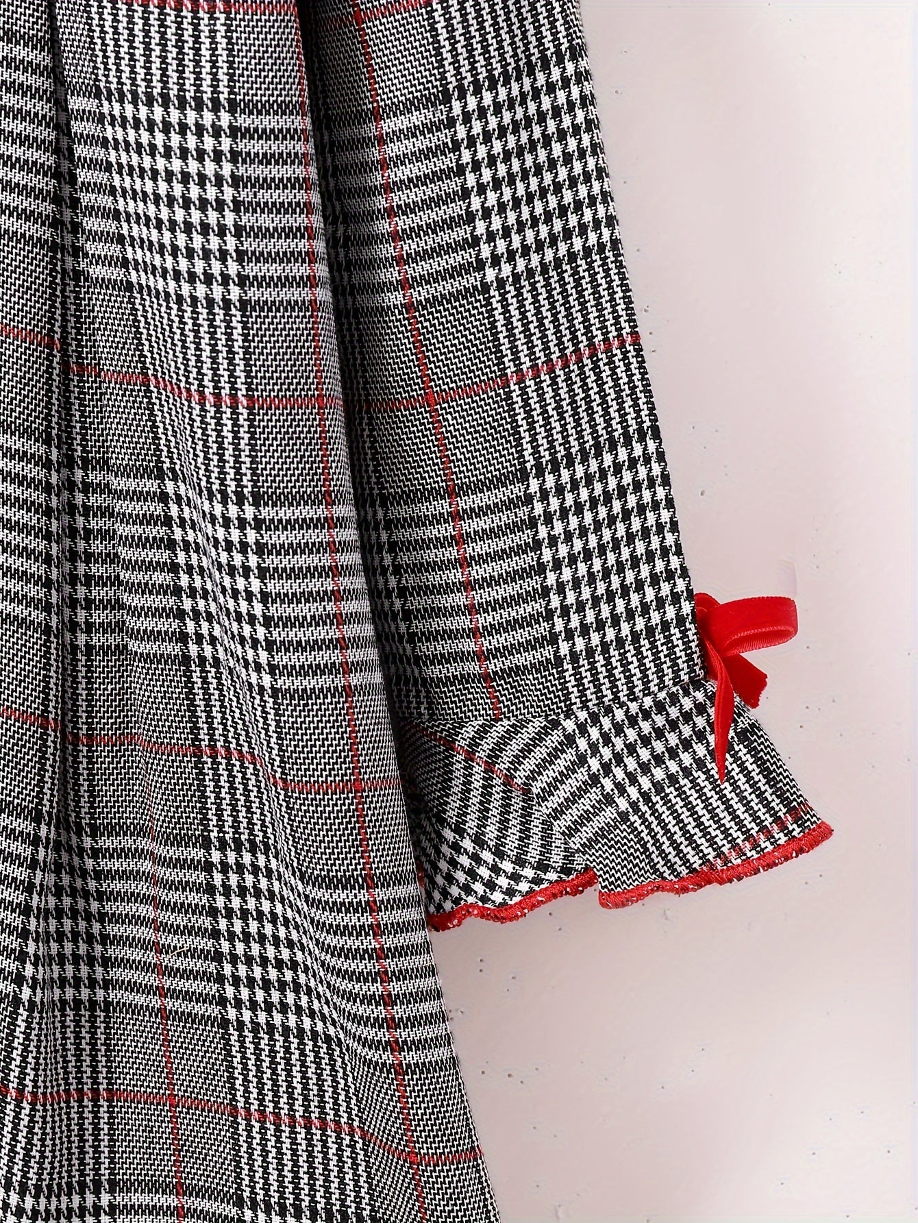 Stylish Plaid Bow Decor Long Sleeve Collar Dress for Girls - Elegant Trendy Design, Perfect for Spring and Fall Seasons, Party and Gift Occasions - Soft Fabric, Comfortable Fit, and Classic Style