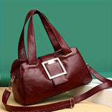 realaiot  Large Capacity Zipper Shoulder Bag, PU Leather Soft Handbag, Multi-compartment Stylish Crossbody Bag