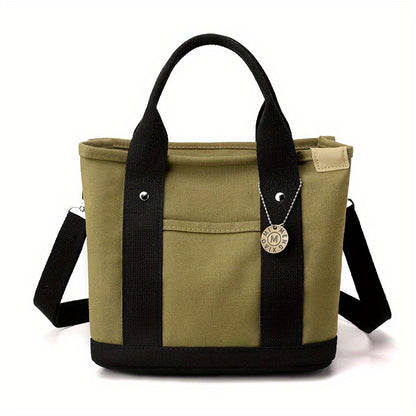 Portable Lunch Box Bag, Canvas Tote Bag For Women, Multi Layer Crossbody Bag For Work & Go Out