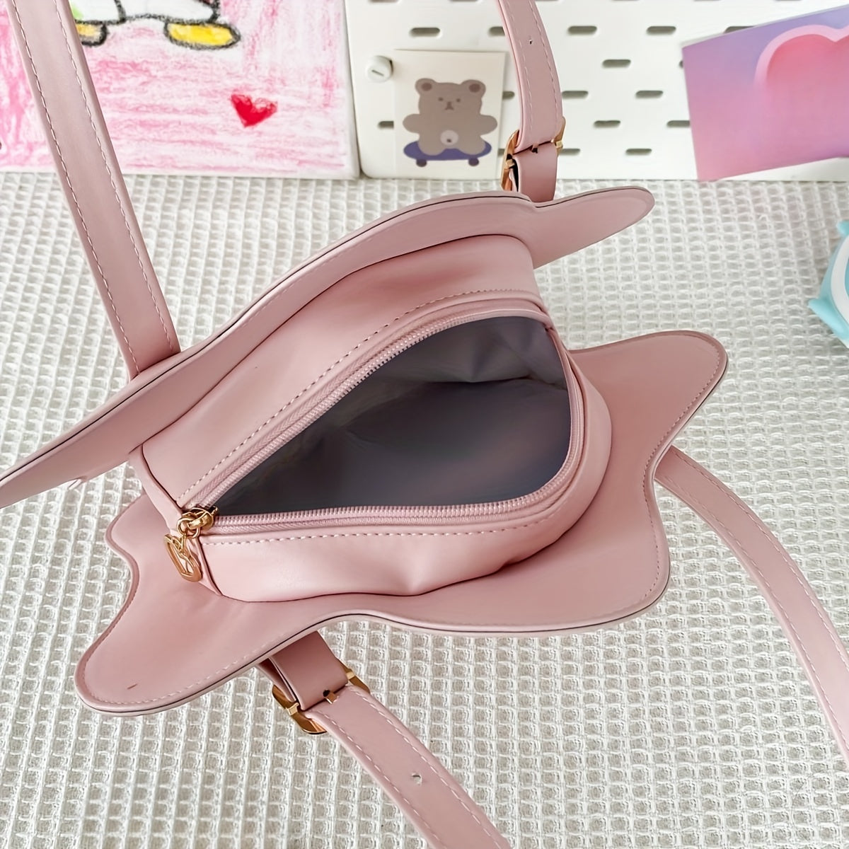 realaiot  Cute Star Shaped Novelty Bag, Kawaii Cartoon Crossbody Bag, Lovely Handbag & Shoulder Purse For Lolita