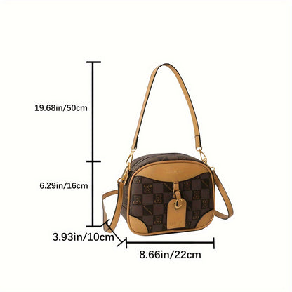 realaiot Luxury Mini Crossbody Bag, Cute Bear Plaid Print Shoulder Bag, Women's Stylish Handbag & Square Purse