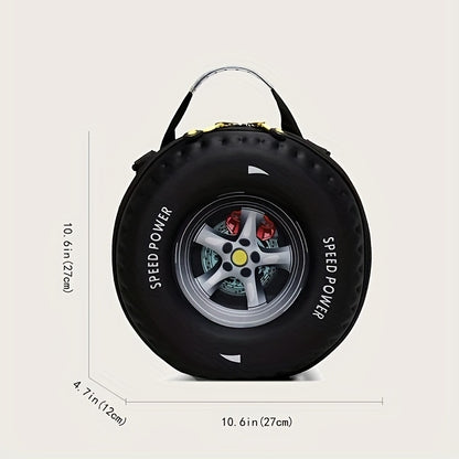 Tire Shaped Shoulder Bag, Creative Rubber Handbags, Letter Graphic Circle Purse