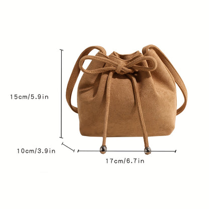 realaiot  Mini Fashion Drawstring Bucket Bag, Retro Crossbody Bag, Women's Casual Handbag, Shoulder Bag & Purse