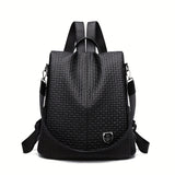 Fashion Anti-Theft Backpack Purse, Solid Color Travel Daypack, Women's Casual Convertible School Knapsack