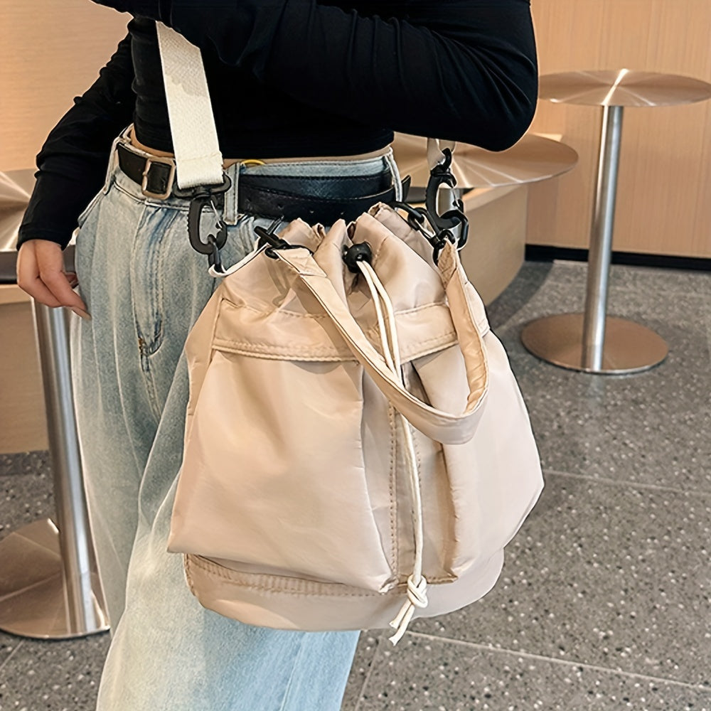 realaiot  Fashion Drawstring Bucket Bag, Trendy Crossbody Bag, Women's Casual Handbag, Shoulder Bag & Purse