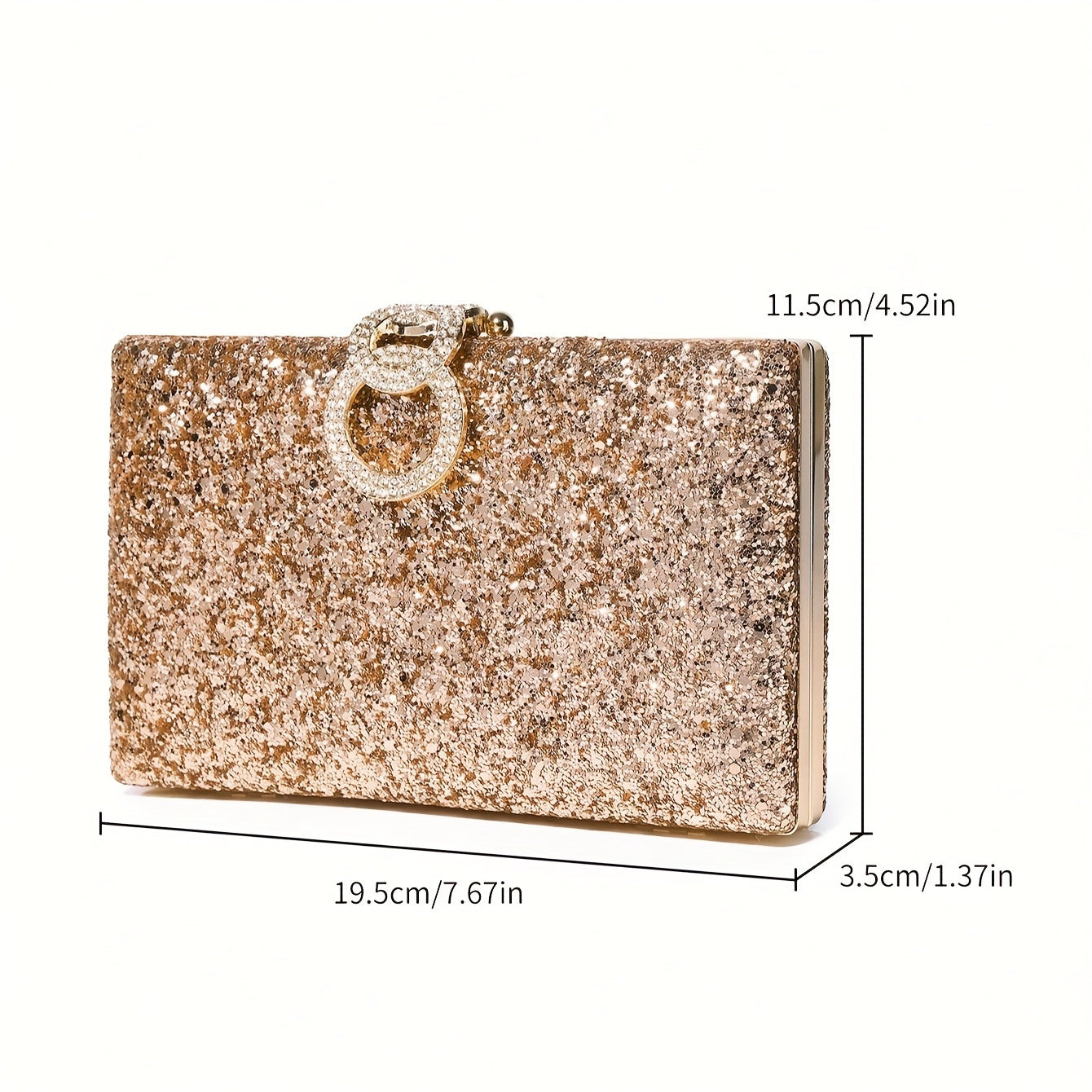 Elegant Box Evening Bag, Luxury Rhinestone Decor Clutch Purse, Women's Dress Handbag For Wedding Party Prom Banquet