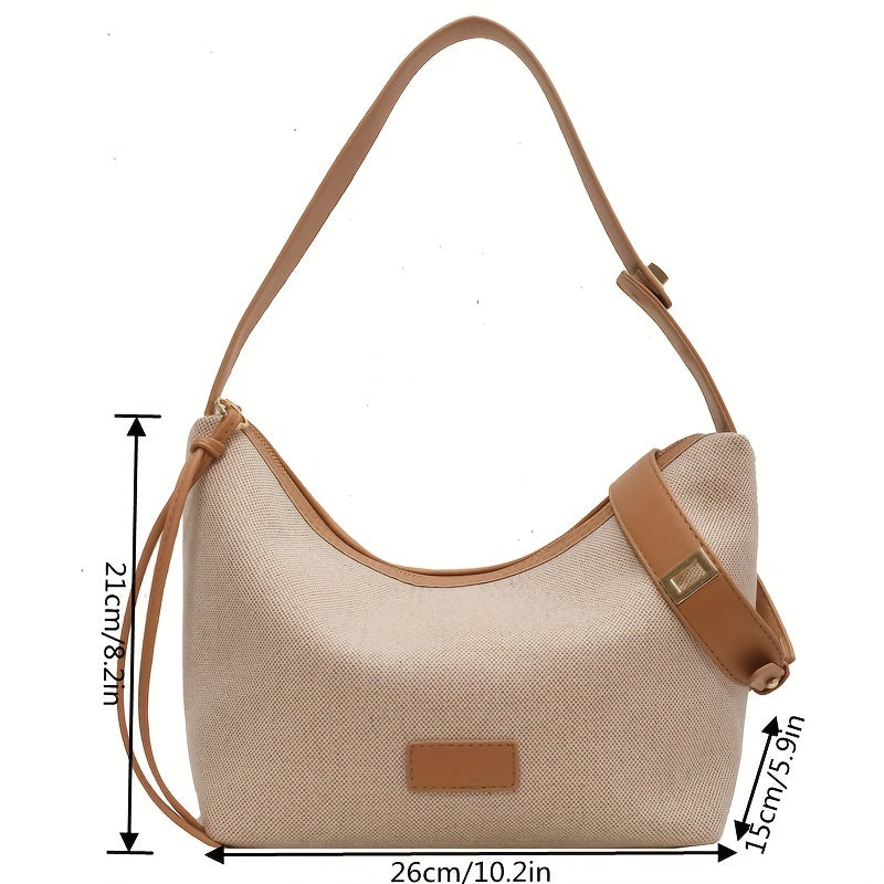 realaiot  Casual Minimalist Shoulder Bag, Classic Colorblock Hobo Bag, Women''s Canvas Handbag