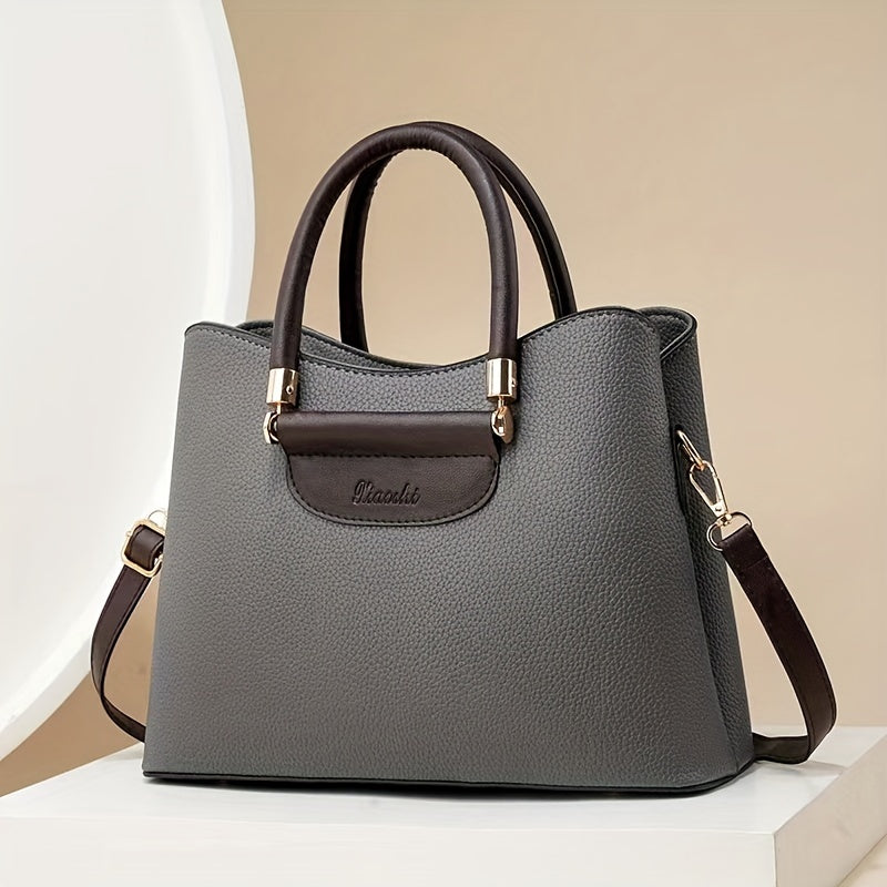 Elegant Solid Color Handbag, Women's PU Leather Crossbody Bag, Fashion Top Handle Satchel Purse