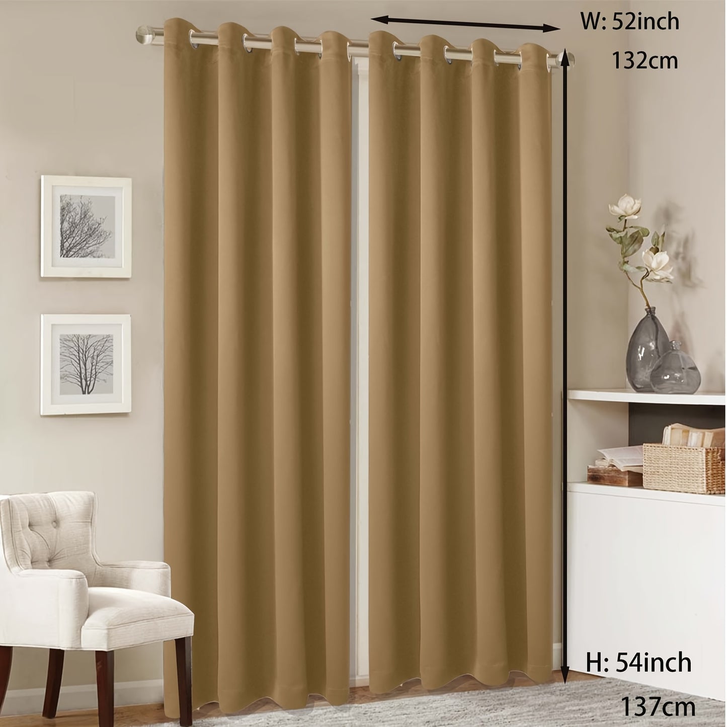 1 Panel Grommet Top Blackout Curtain Thermal Insulated Noise Reducing And Light Blocking Room Darkening Curtain For Living Room Bedroom Office Home Decor