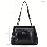 realaiot  Fashion Large Capacity Tote Bag, Trendy Shoulder Bag, Women's Casual Handbag For Commute Work