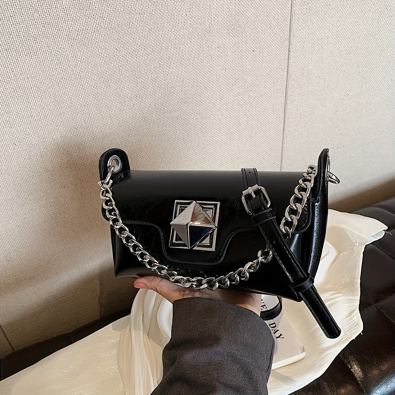 Trendy Mini Crossbody Bag, Punk Style Chain Decor Handbag, Women's Shoulder Bag For Street Wear