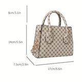 realaiot  Mini Polka Dot Print Handbag, Elegant Square Crossbody Bag, Women's Double Handle Purses With Zipper