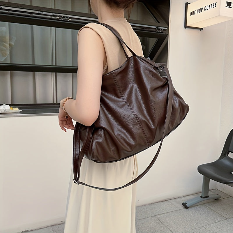 realaiot  Vintage Large Capacity Hobo Bag, Retro Crossbody Tote Bag, Women's Fashion Handbag, Shoulder Bag & Purse
