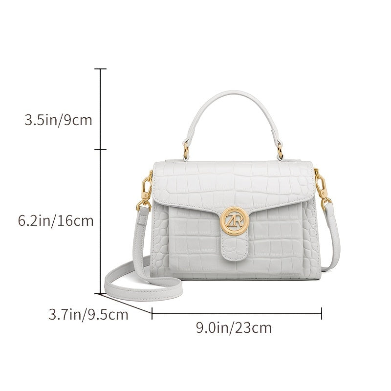 realaiot  Crocodile Pattern Crossbody Bag, Women's Trendy Top Handle Purse, Fashion Flap Shoulder Bag